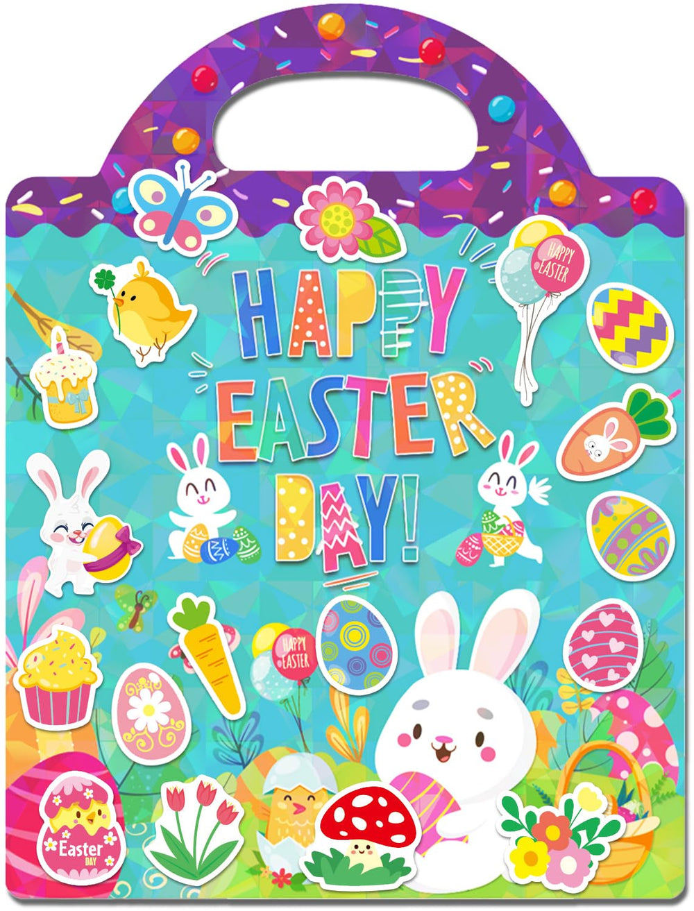 MDCGFOD Easter sticker book cover—reusable stickers for mess-free creativity.