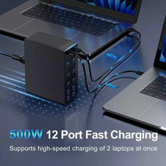 MDOUREO dual 65W USB-C ports enable fast laptop charging.