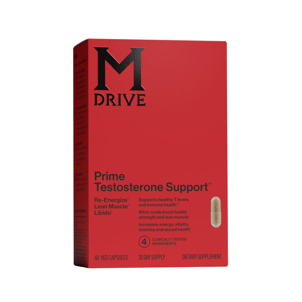 Mdrive Prime bottle front view highlighting a premium men's energy and focus supplement