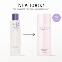 Meaningful Beauty cleanser texture close-up, creamy and non-foaming for makeup removal.