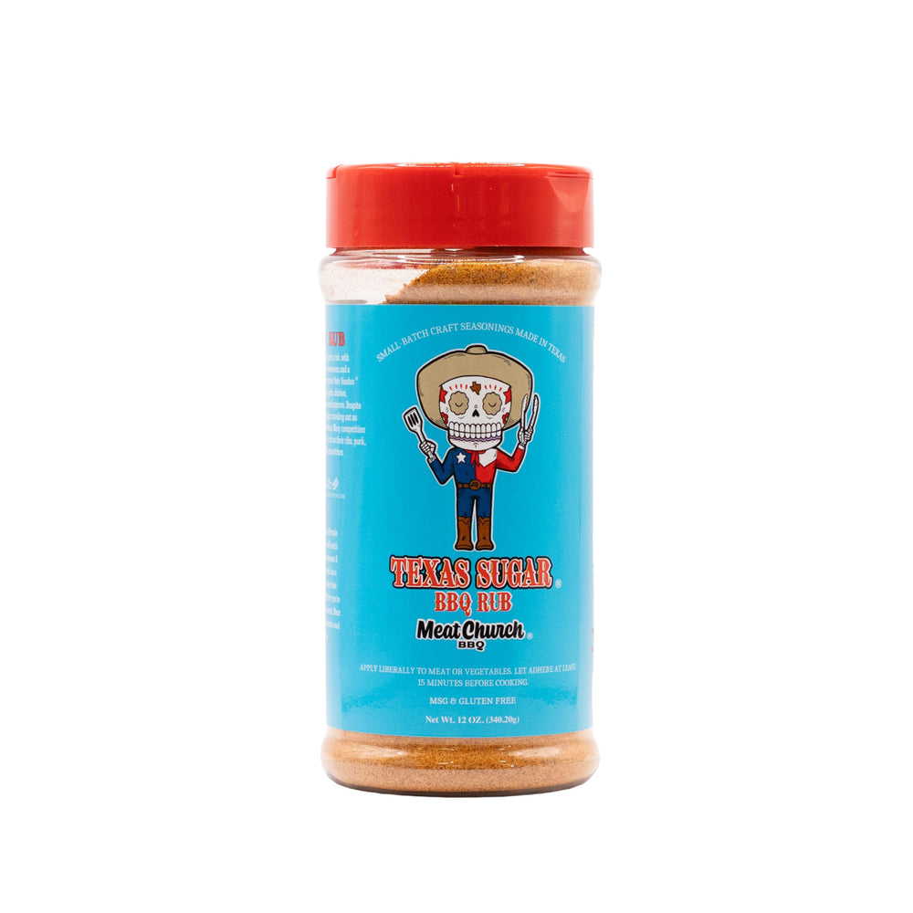 Meat Church Texas Sugar BBQ Rub on ribs for sweet heat flavor