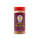 Meat Church Holy Voodoo Rub 14oz bottle: bold spice for poultry, ribs, and vegetables.