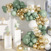 MEBAY Sage Green White Gold arch kit backdrop for elegant party décor.