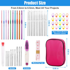 MECHEER aluminum crochet hook 6.5 mm for smooth yarn glide.