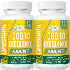 Mecinalis liposomal CoQ10 softgels bottle front for convenient daily supplementation