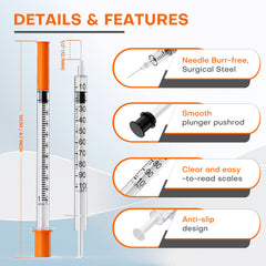 Sterile blister-packaged MED NEEDLE syringe with cap for safety