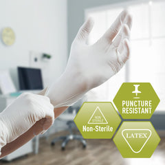 MED PRIDE heavy-duty latex gloves offering reliable protection and tactile control.