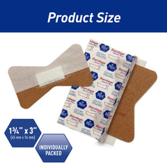 MED PRIDE sterile fingertip bandages on finger showing discreet tan color and fit.