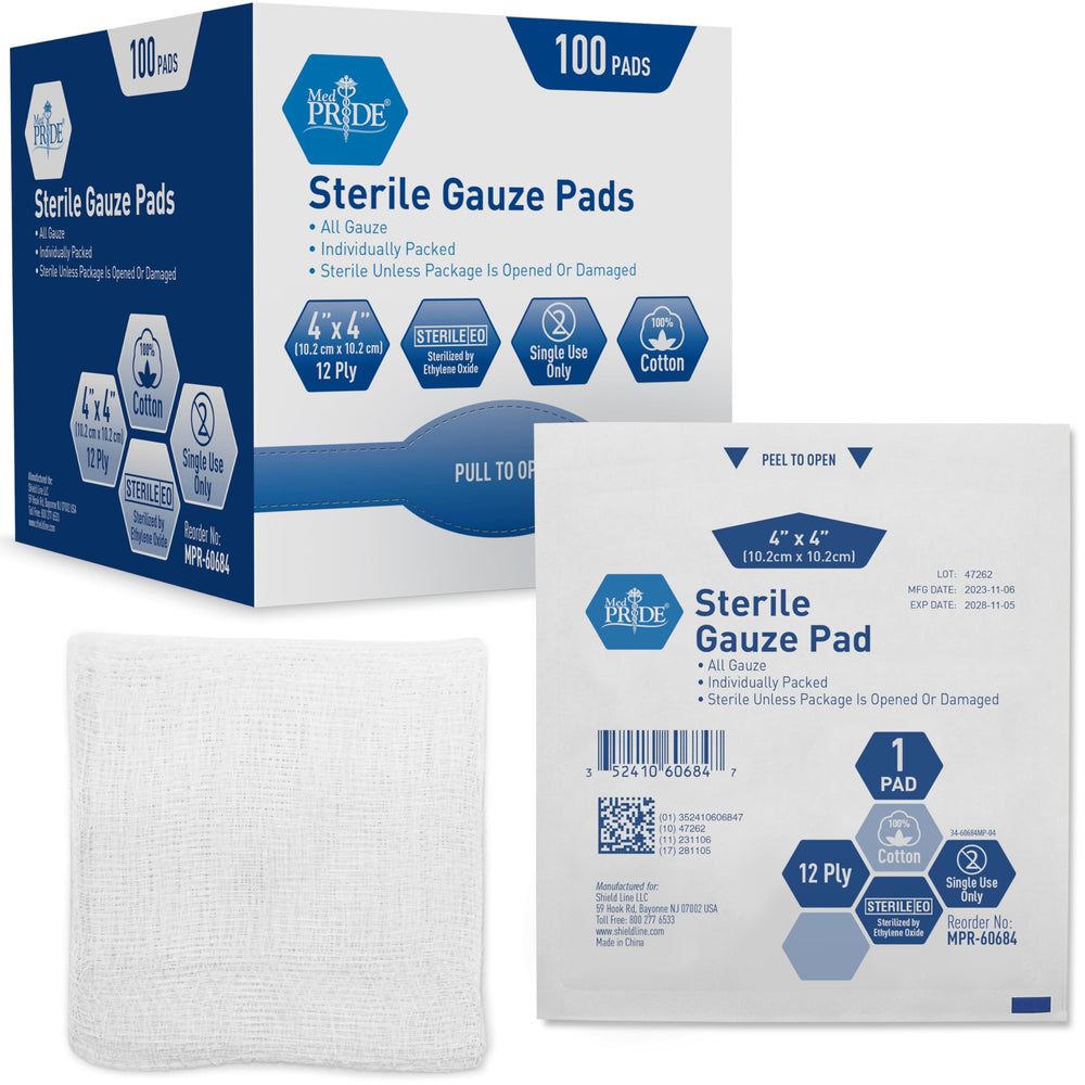 MED PRIDE sterile gauze pad 4x4 nonstick for painless dressing changes