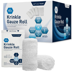 MED PRIDE sterile krinkle gauze roll ready for quick wound care and high absorbency.