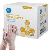 MED PRIDE vinyl gloves medium clear pack 1000 for everyday protection