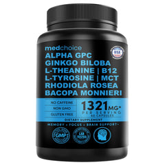 MEDCHOICE 12-in-1 nootropic bottle front for daily focus support.
