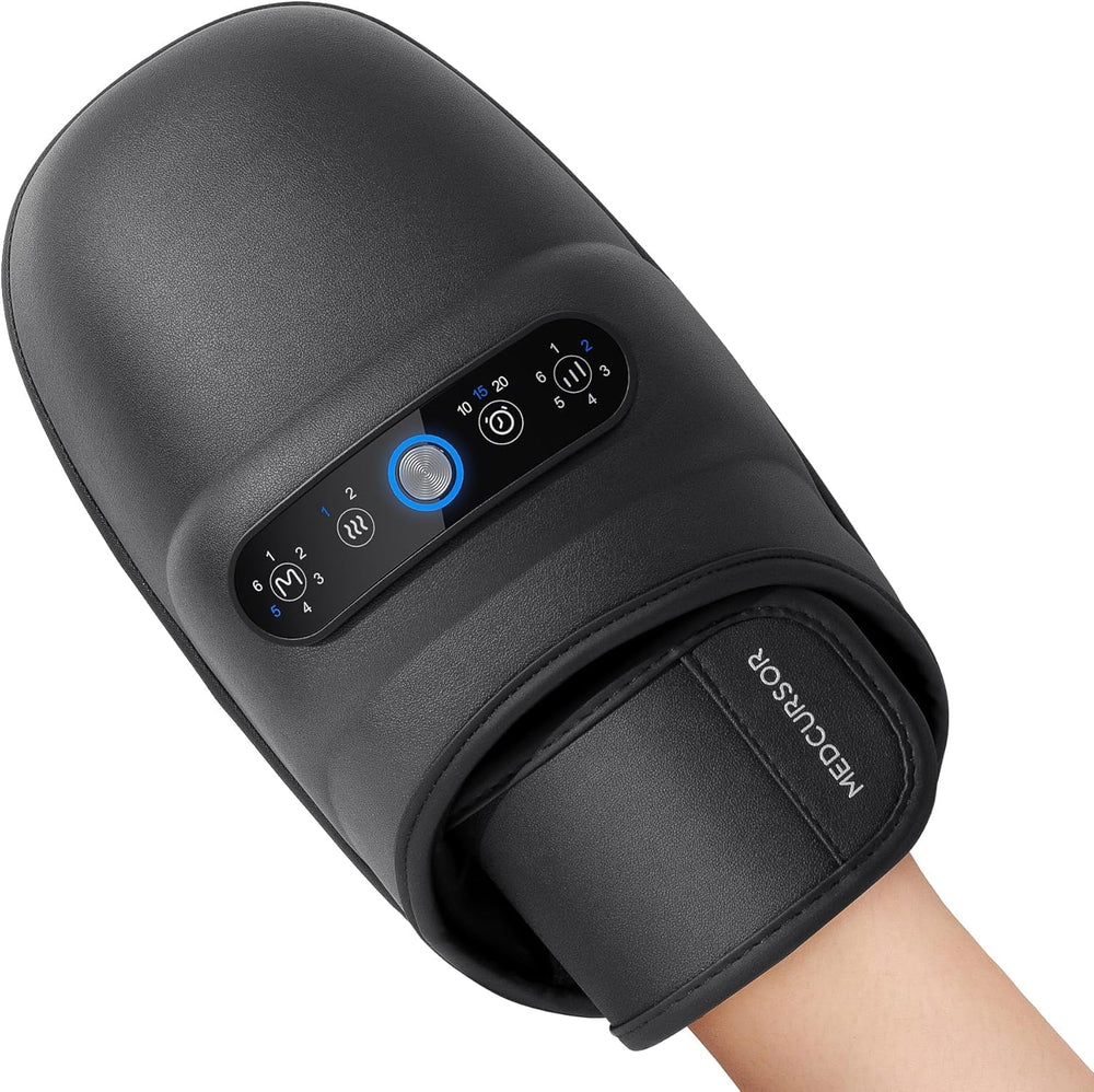 Medcursor Hand Massager with heat settings for desk-use relief.