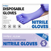Medguy nitrile glove 4mil blue-violet front view for precise handling and comfort