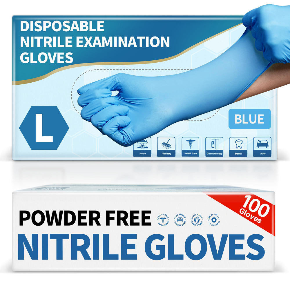 Medguy powder-free nitrile gloves blue box front for durable protection