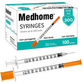 Medhome 1ml syringe with a clear scale for precise lab measurements.