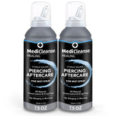 MediCleanse sterile saline bottle front for easy piercing aftercare.