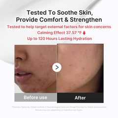 Medicube 3H Daily Relief Cream ingredients illustration highlights guaiazulene and centella