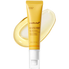 Medicube eye serum kojic turmeric bottle with cooling gel for puffiness relief.