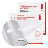 Medicube Hypochlorous Acid Peel Mask application close-up showing gentle peel-off for pores.