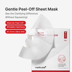 Medicube Hypochlorous Peel Mask sheet placement for comfortable pore care.