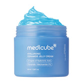 Medicube Jelly Cream with Hyaluronic Acid bottle shows hydration potential
