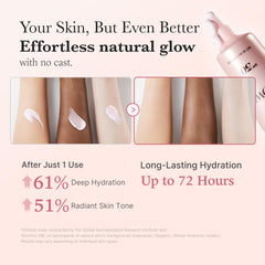 Medicube No Cast Just Glow sunscreen texture close-up highlights a lightweight, non-greasy feel
