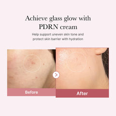 Medicube PDRN pink cream swirl on hand illustrating quick absorption and non-greasy feel.