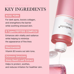 Medicube PDRN Toner ingredient blend emphasizes peptides for even tone.