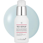 Medicube Red Serum 2.0 bottle close-up, gentle, non-irritating formula for breakout-prone skin.