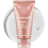 Medicube Wrapping Mask bottle close-up highlighting collagen for hydration.