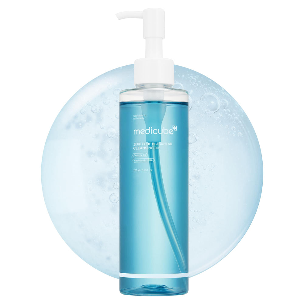Medicube Zero Pore Cleansing Oil bottle showing all-in-one cleansing benefits for pores