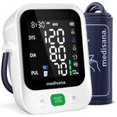 Medisana blood pressure monitor front view with easy to read large display.