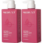 Medix 5.5 Retinol Body Lotion bottle highlights hydrating care.