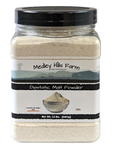 Medley Hills Farm diastatic malt powder container for easy storage and baking prep.