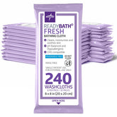 Medline ReadyBath Fresh unscented wipes in front view pack for on-the-go cleansing