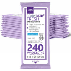 Medline ReadyBath Fresh unscented wipes in front view pack for on-the-go cleansing