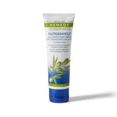 Medline Remedy Nutrashield bottle illustrating a long-lasting moisture barrier for dry skin.