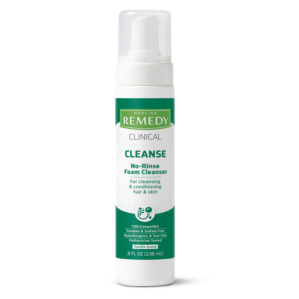 Medline Remedy Phytoplex cleansing foam pump offers gentle skin and hair cleansing.