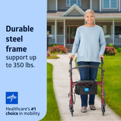 Medline rollator brake handles are easy-grip for safe stopping.
