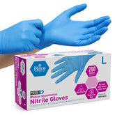 Medpride nitrile gloves pack front, blue color, durable protection for daily tasks.