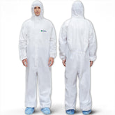 Medtecs hazmat suit hood with elastic to seal the head area for safer protection.