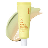 Meebak Cica Redness Sunscreen bottle for daily sun protection and color correction.