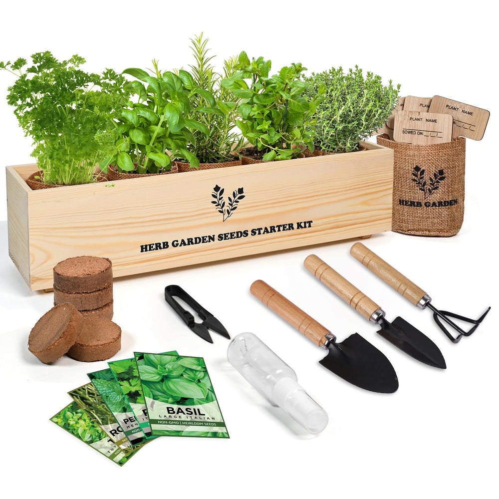 Meekear indoor herb grow kit box, perfect for starting a windowsill herb garden.