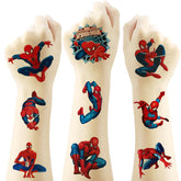 Meet Holiday Spider-Man tattoo sheet, bold designs ideal for party favors and activities.