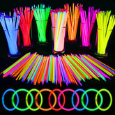 Mega-Loopolis Mega-L glow sticks glow-bright in six colors for indoor and outdoor parties.