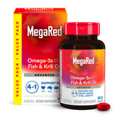 MegaRed omega-3 fish oil softgel bottle for daily heart health support