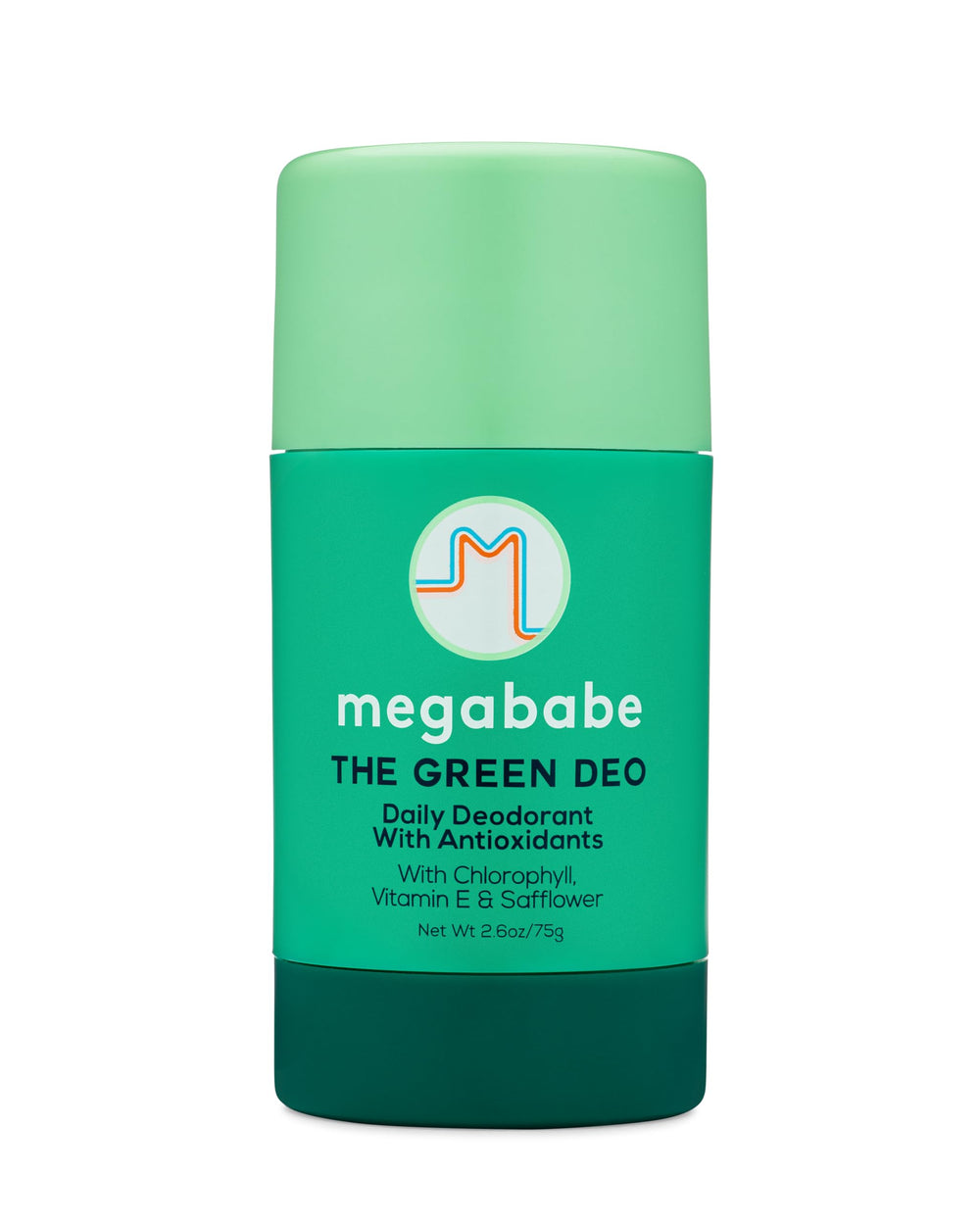 Megababe Daily Deodorant Green Deo bottle highlights natural scent and aluminum-free formula.