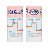 Megababe Rosy Pits Daily Deodorant 2-pack on shelf showing aluminum-free protection
