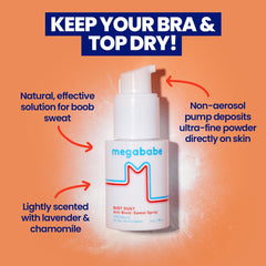 Megababe Sweat Absorbing Powder direct application demonstrates precise placement.